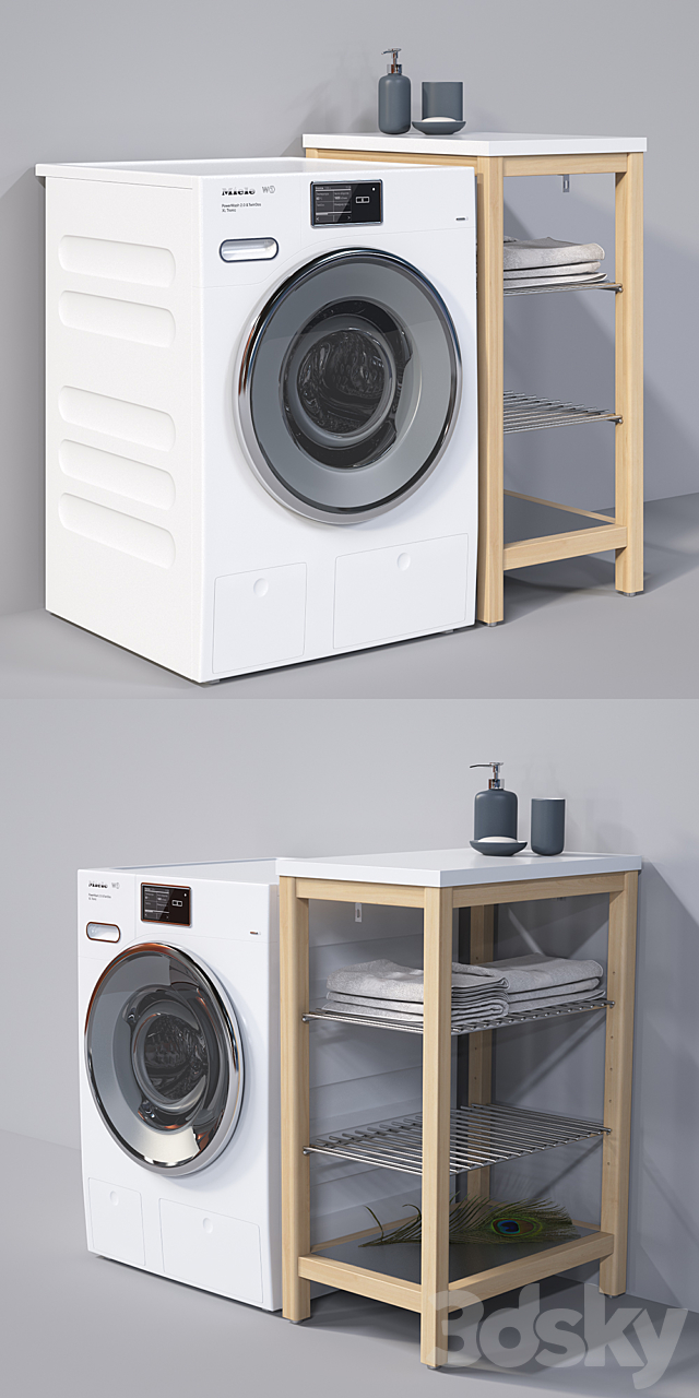 Washing machine Miele WMV960WPS 3ds Max - thumbnail 2