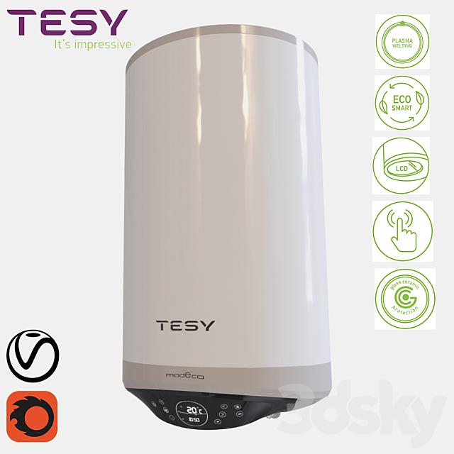 Water heater TESY Modeco CLOUD 3ds Max - thumbnail 1