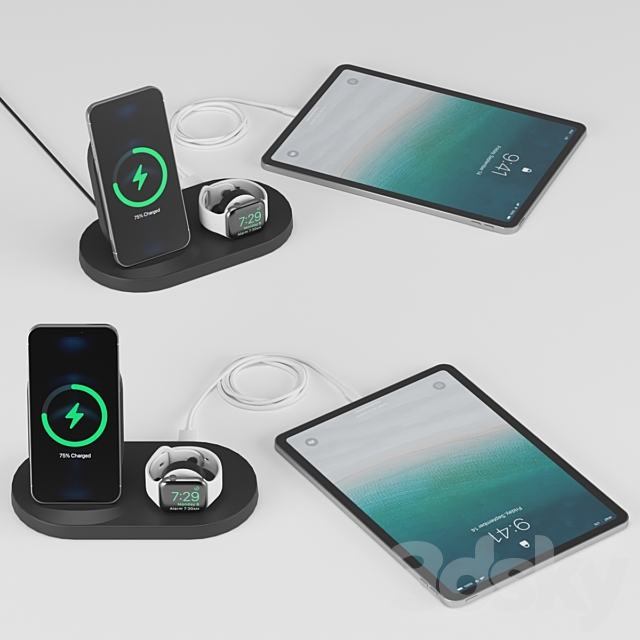 BOOST↑UP™ Wireless Charging Dock for iPhone + Apple Watch + USB-A port iPad 3ds Max - thumbnail 1