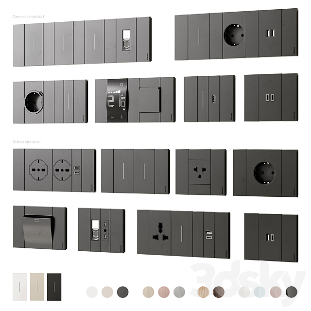 Bticino sockets and switches Living Now series 3ds Max - thumbnail 1