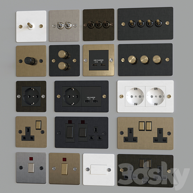 Buster & Punch switches & sockets 3DS Max Model - thumbnail 2