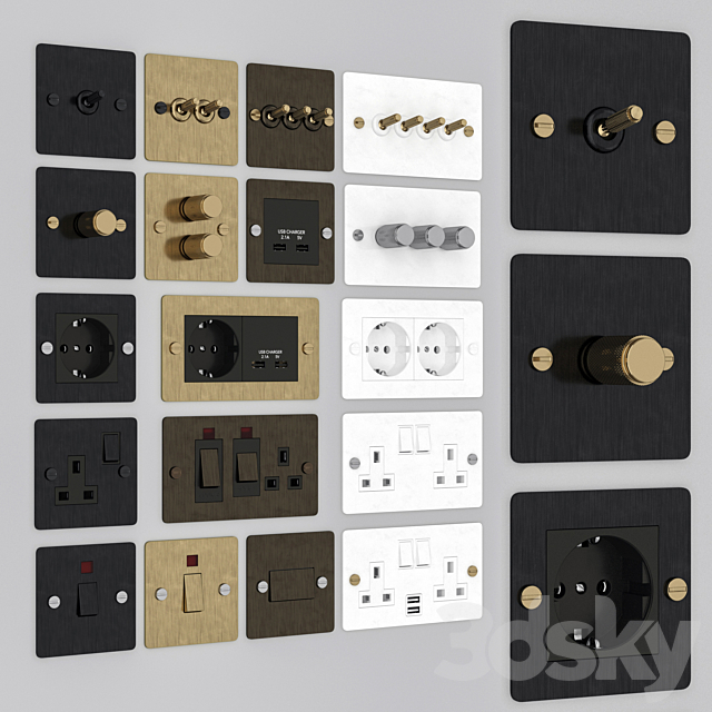 Buster & Punch switches & sockets 3DS Max Model - thumbnail 3