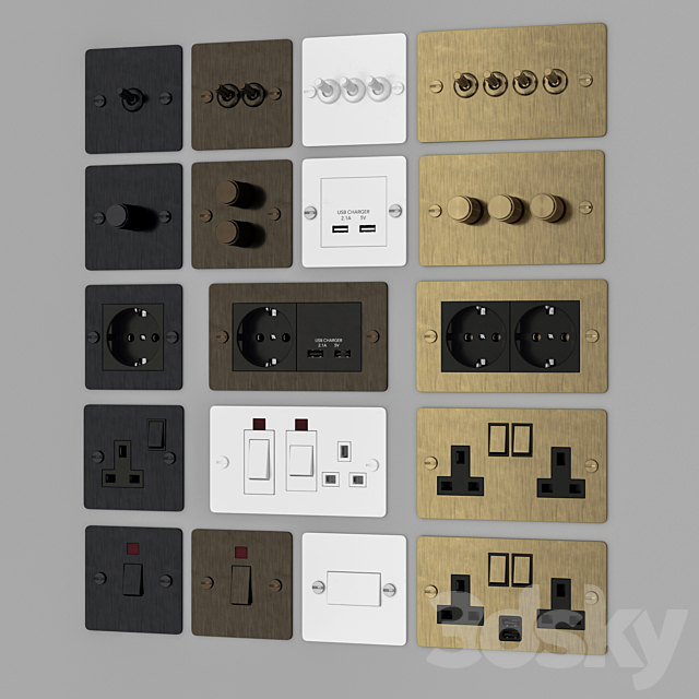 Buster & Punch switches & sockets 3DS Max Model - thumbnail 4