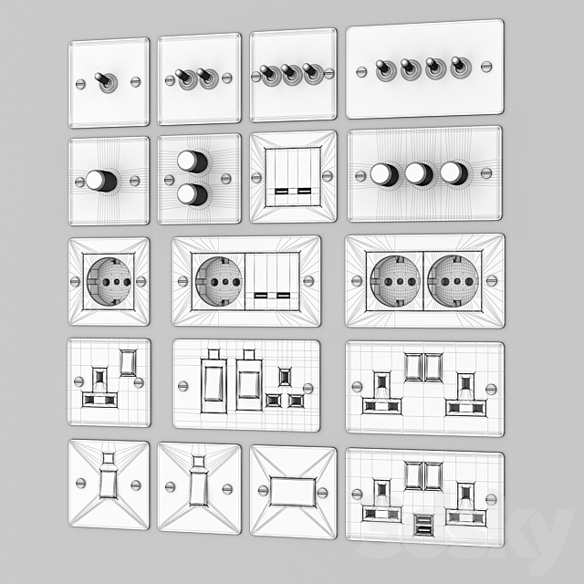 Buster & Punch switches & sockets 3DS Max Model - thumbnail 6