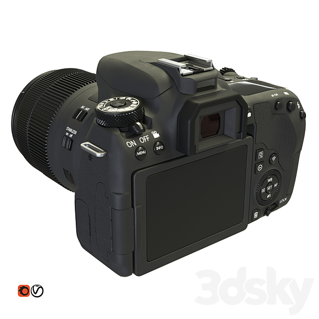 Canon EOS 77D SLR Camera 3DSMax File - thumbnail 3