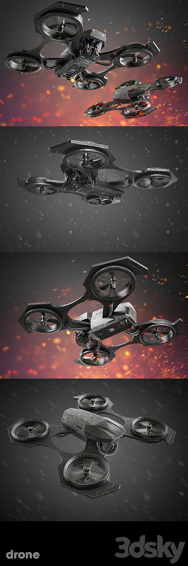 Combat drone 3DS Max Model - thumbnail 2