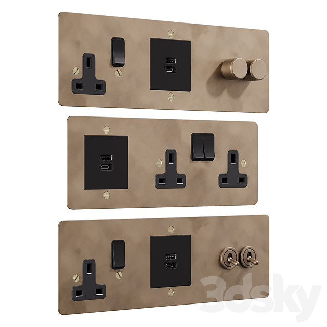 Corston switches and sockets 3ds Max - thumbnail 2