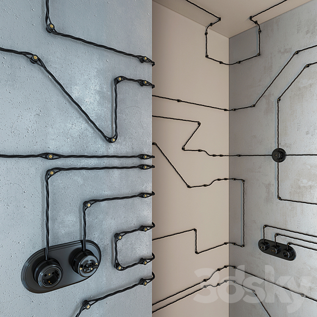 Designer wiring retro + sockets and switches 3DSMax File - thumbnail 2