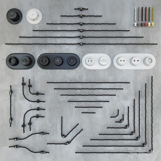 Designer Wiring Retro Sockets Switches 3dsmax Download - thumbnail 1