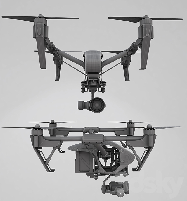 DJI Inspire 1 PRO 3DS Max Model - thumbnail 3