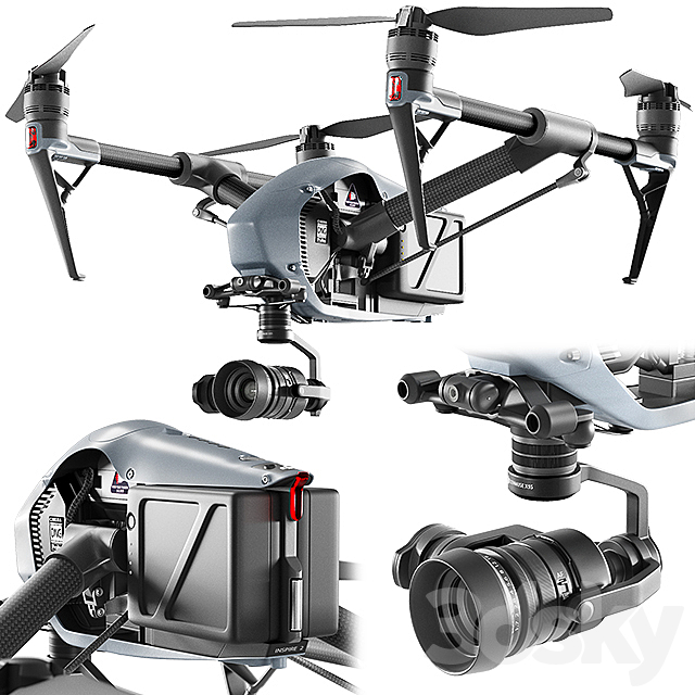 DJI inspire 2 3DS Max Model - thumbnail 1