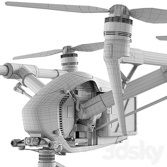 DJI inspire 2 3DS Max Model - thumbnail 3