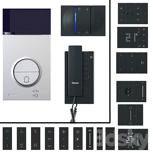 Door communication system_Sockets and switches Bticino_Bticino Living Now 2022 Black 3ds Max - thumbnail 1