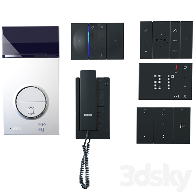 Door communication system_Sockets and switches Bticino_Bticino Living Now 2022 Black 3ds Max - thumbnail 3