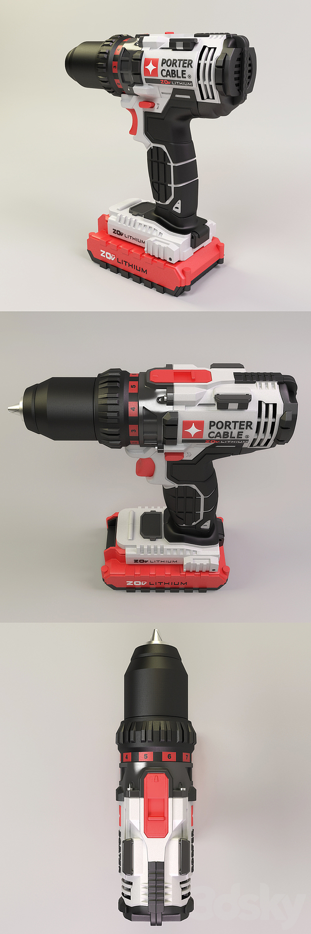 Drill PORTER CABLE 3ds Max - thumbnail 3