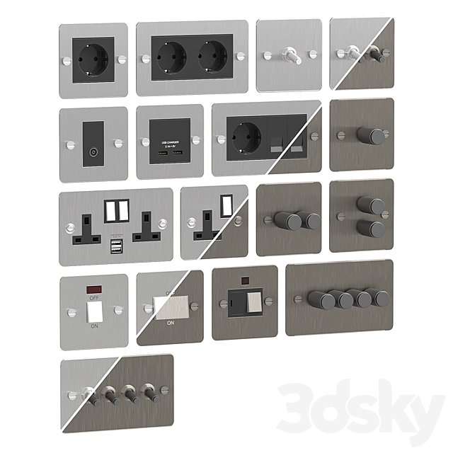 Electrical outlets and switches Buster & Punch 3DS Max Model - thumbnail 2