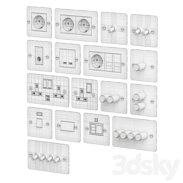 Electrical outlets and switches Buster & Punch 3DS Max Model - thumbnail 4