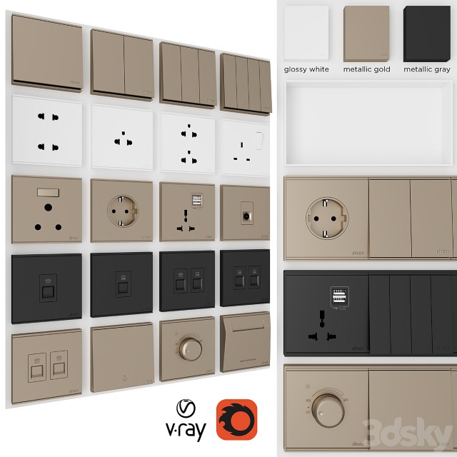 Electrical Sockets Switches Simon E6 3dsmax Download - thumbnail 1