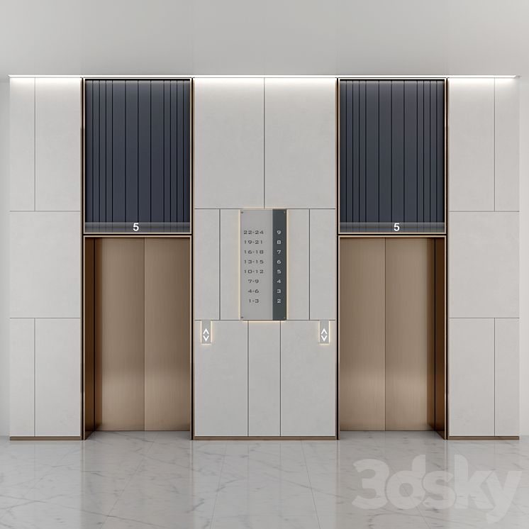 ELEVATOR LOBBY DESIGN 3 3DS Max - thumbnail 1