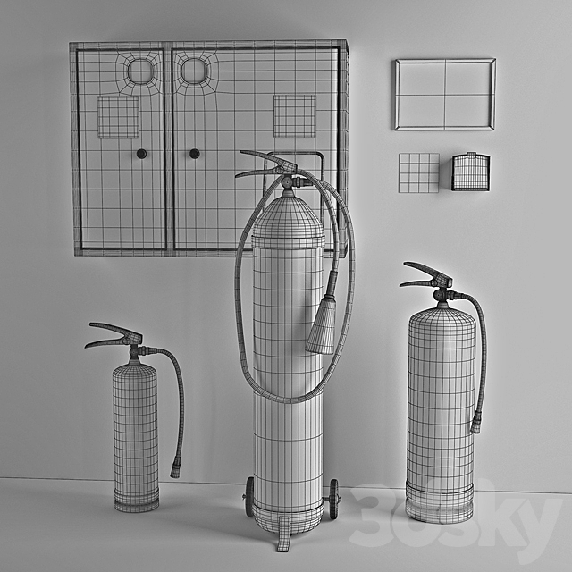 Fire extinguishers and fire cabinet 3DS Max Model - thumbnail 2