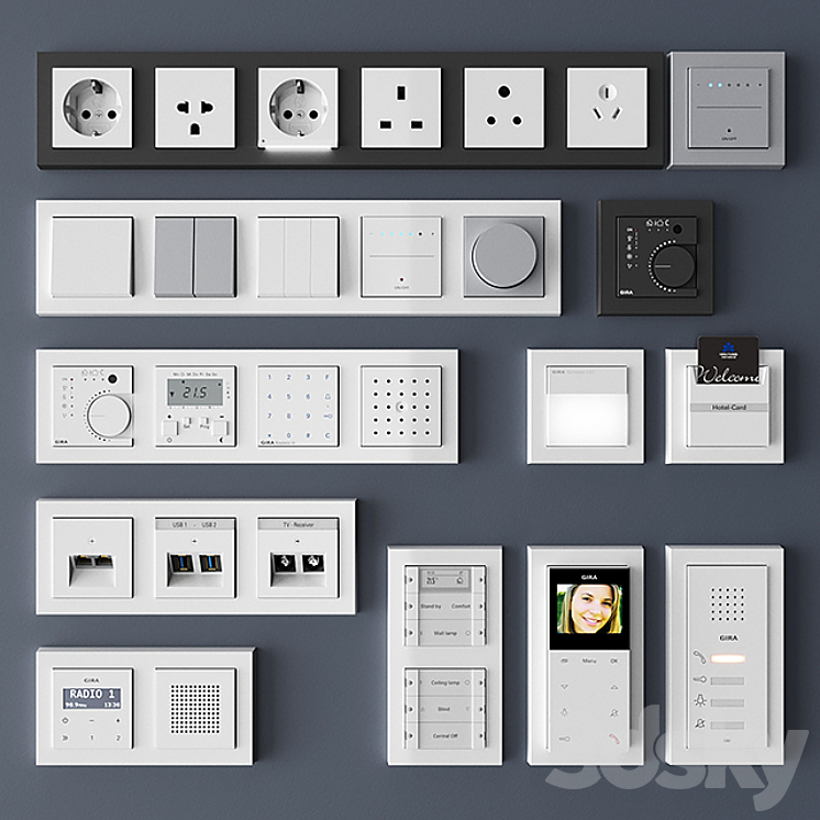 Gira E2 \/ E3 \/ Standard 55 3DS Max - thumbnail 1