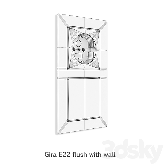 Gira E22 flush with wall 3DS Max Model - thumbnail 3