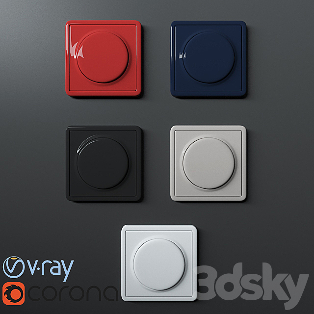 Gira S-Color switch-socket 3DS Max Model - thumbnail 3