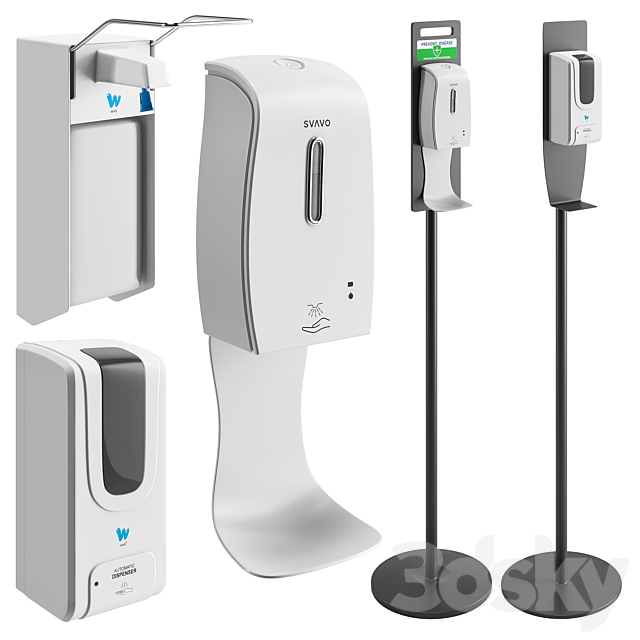 Hand Sanitizer Dispenser Set 3DSMax File - thumbnail 1