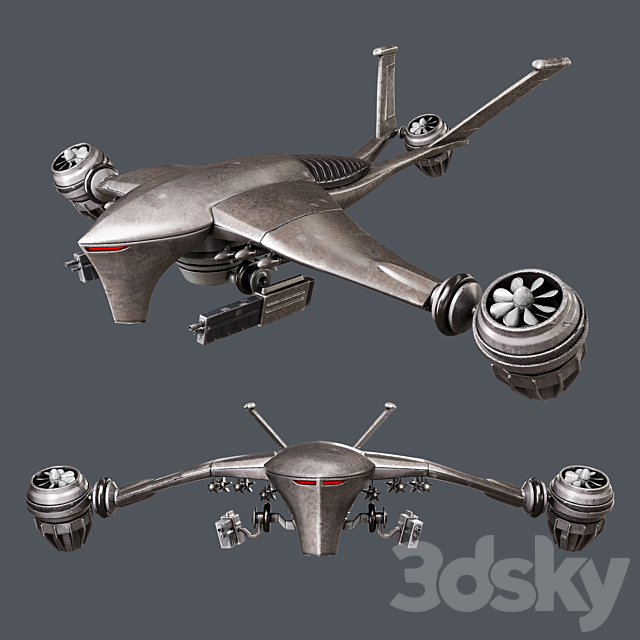 Hunter killer-drone 3DS Max Model - thumbnail 2