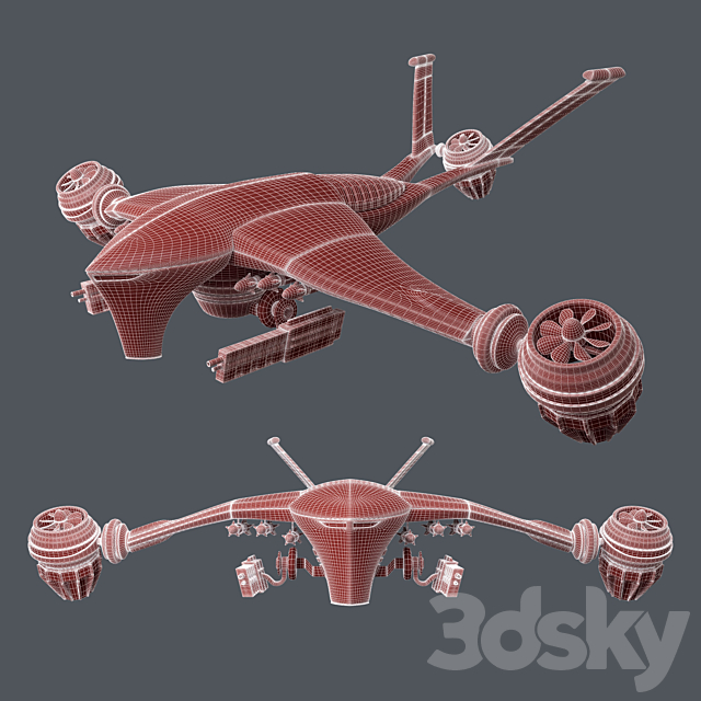 Hunter killer-drone 3DS Max Model - thumbnail 3