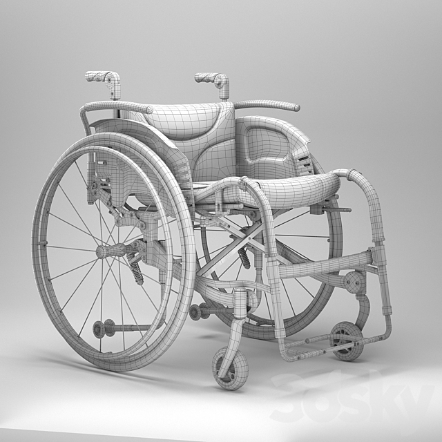 Invalid wheelchair. Wheelchair Ortonica S3000 3ds Max - thumbnail 3