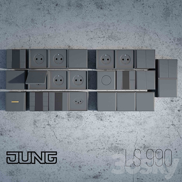 Jung LS 990 outlet 3ds Max - thumbnail 1