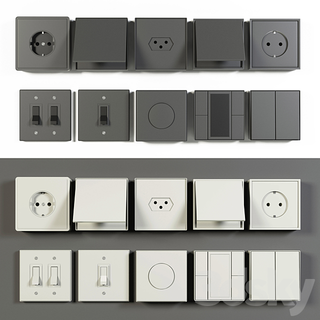 Jung LS 990 outlet & electric switches 3DS Max Model - thumbnail 2