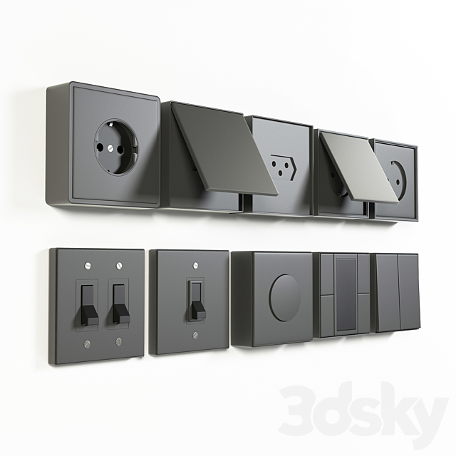 Jung LS 990 outlet & electric switches 3DS Max Model - thumbnail 3