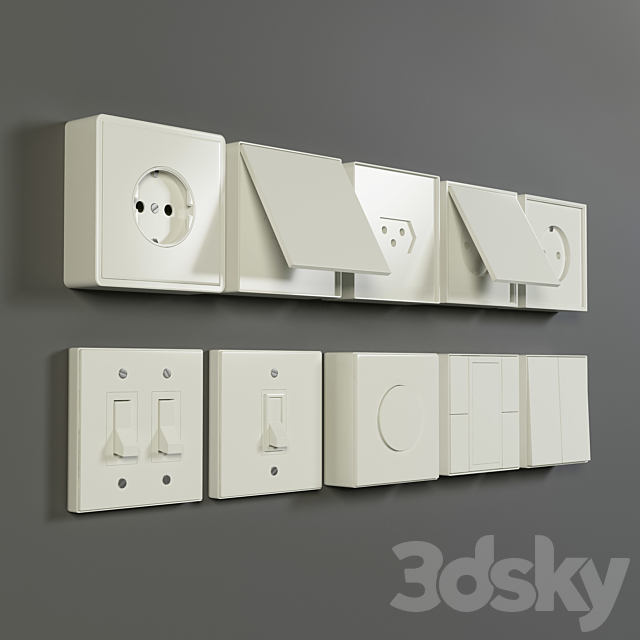 Jung LS 990 outlet & electric switches 3DS Max Model - thumbnail 4