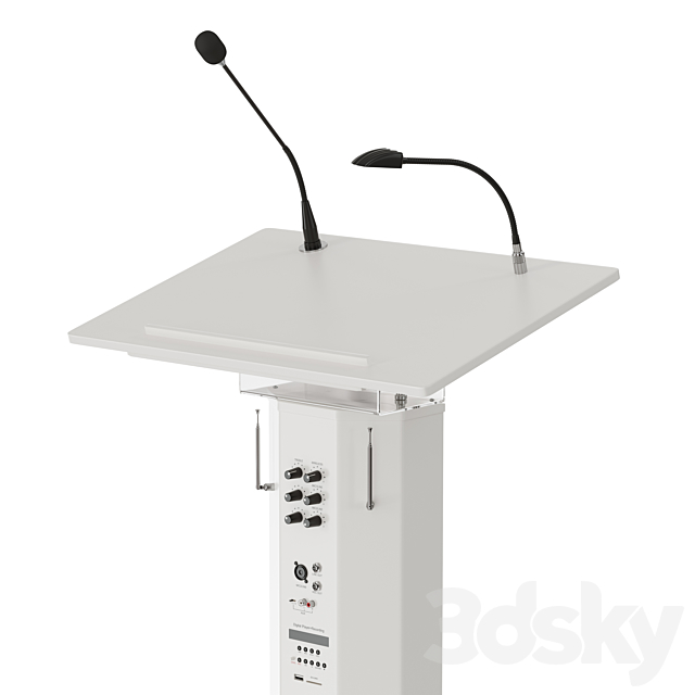 lectern amplifier conference tribune microphone stand 3DS Max Model - thumbnail 2