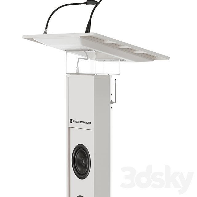 lectern amplifier conference tribune microphone stand 3DS Max Model - thumbnail 3