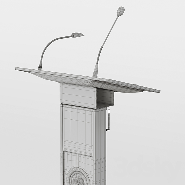 lectern amplifier conference tribune microphone stand 3DS Max Model - thumbnail 4