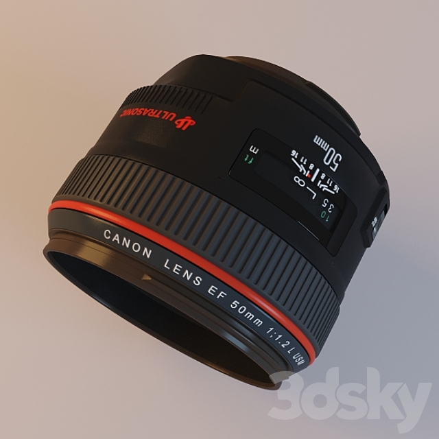 Lens Canon EF 50mm f-1.2L USM 3ds Max - thumbnail 1