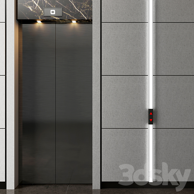 Modern elevator wall 3DS Max Model - thumbnail 3