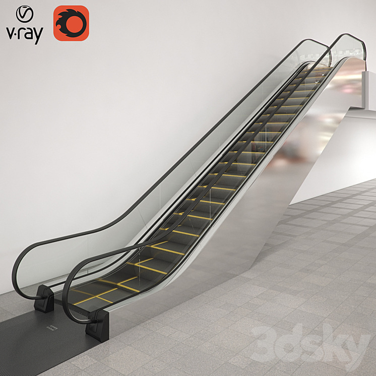 Modular escalator KONE TravelMaster 110 3DS Max - thumbnail 1