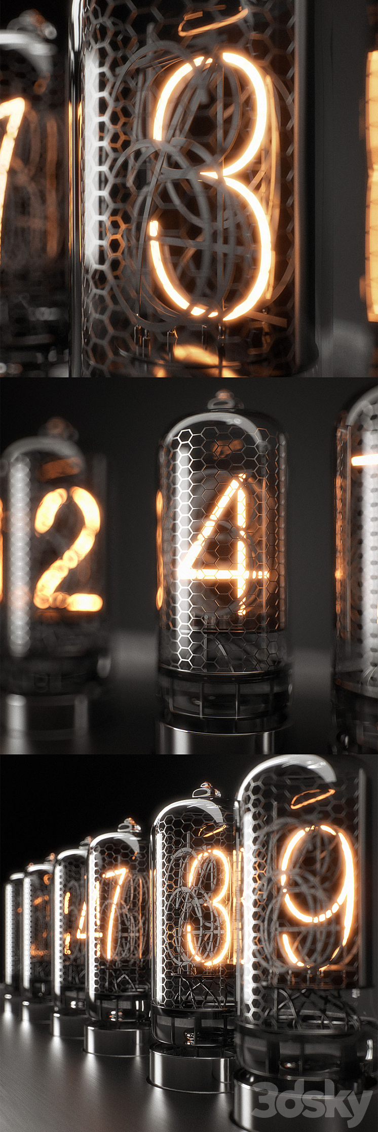 Nixie Tube Clock 3DS Max - thumbnail 2