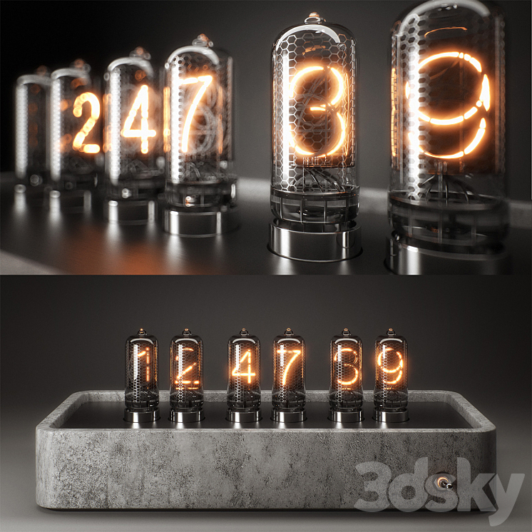 Nixie Tube Clock 3DS Max - thumbnail 1