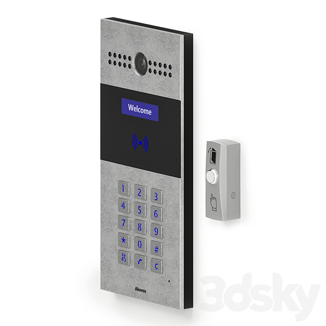 On-door speakerphone Akuvox R27 and exit button Slinex DR-02 3DSMax File - thumbnail 2