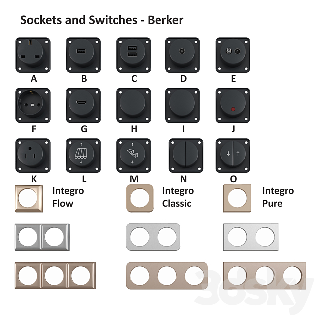 Outlets and Switches 3DS Max Model - thumbnail 2