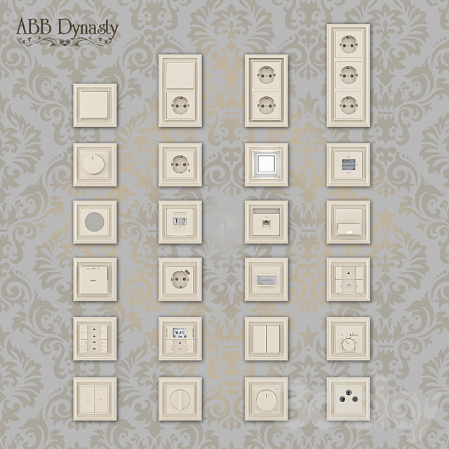 Outlets and switches Abb Dynasty. anthracite and ivory 3DSMax File - thumbnail 1