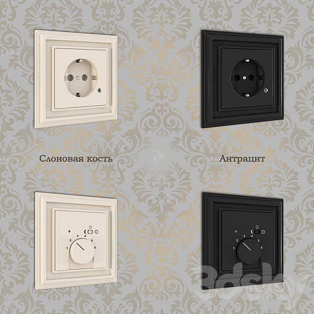 Outlets and switches Abb Dynasty. anthracite and ivory 3DSMax File - thumbnail 3