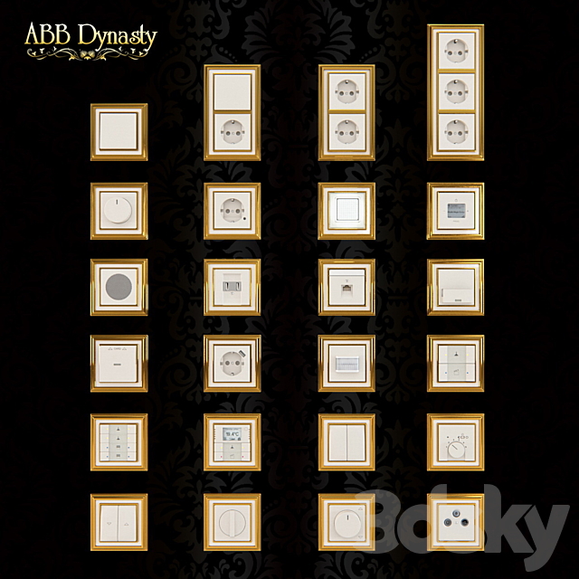 Outlets and switches Abb Dynasty polished brass 3DS Max Model - thumbnail 1