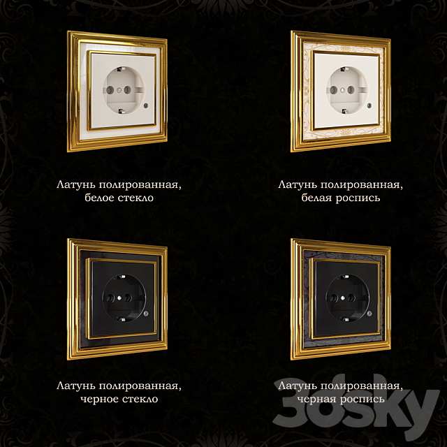 Outlets and switches Abb Dynasty polished brass 3DS Max Model - thumbnail 3