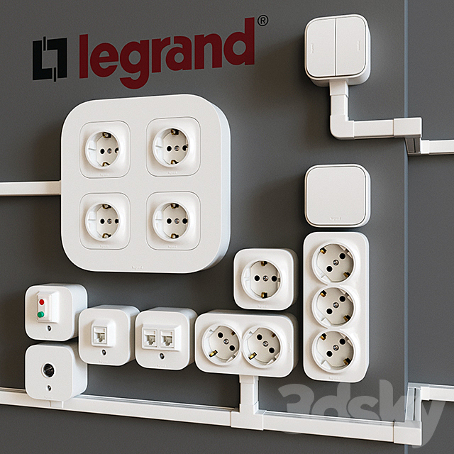 Overhead sockets Legrand Quteo (cable channels Metra) 3ds Max - thumbnail 1